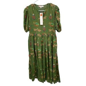 NWT Jude Connally Dress Jordana Garden Friends Green Frogs Beetles Dragonfly XS